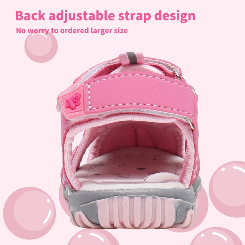 Apakowa Kids Girls Sandals Soft Sole Closed Toe Sandals Summer Shoes with Arch Support (Toddler/Little Kid) (Color : Y607PINK, Size : 7 M US Toddler) - Image 5